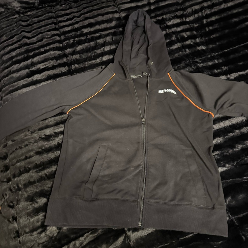 Women’s Harley-Davidson Black Hoodie with Orange Highlights - Size Xl